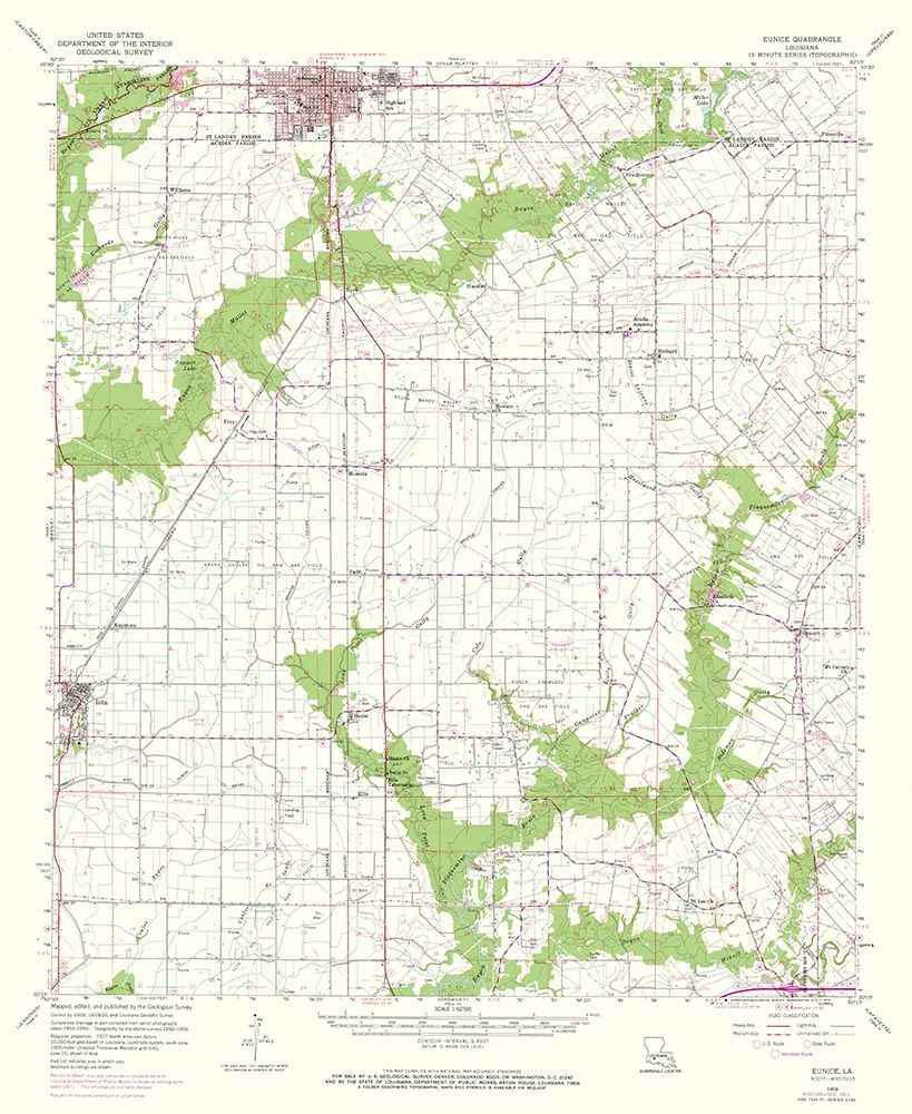 Eunice Louisiana Quad - USGS 1959 art print by USGS for $57.95 CAD