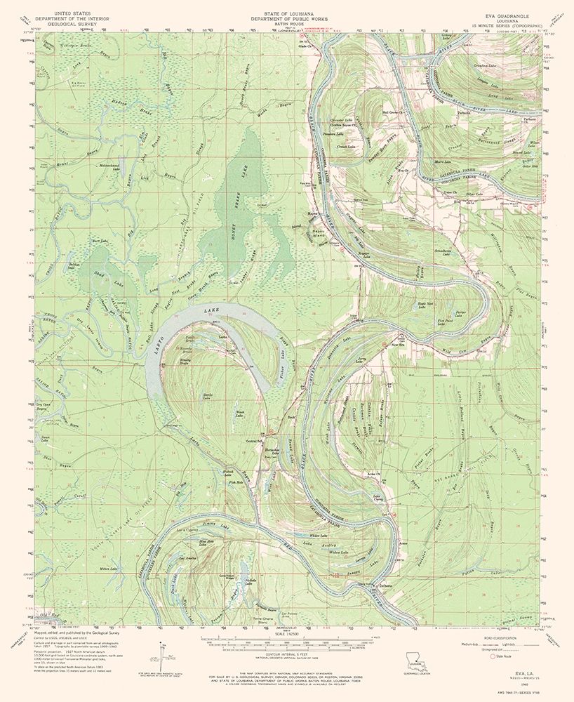 Eva Louisiana Quad - USGS 1960 art print by USGS for $57.95 CAD