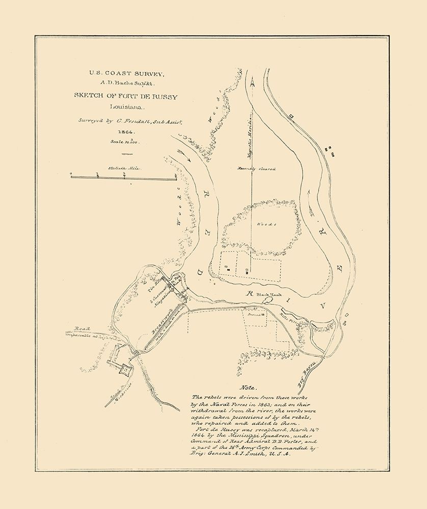 Fort De Russy Louisiana - Bache 1864 art print by Bache for $57.95 CAD
