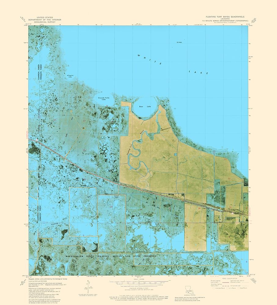 Floating Turf Bayou Louisiana Quad - USGS 1979 art print by USGS for $57.95 CAD