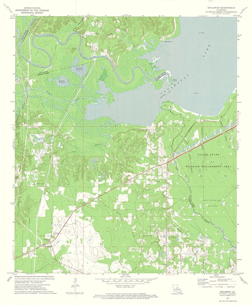 Holloway Louisiana Quad - USGS 1972 art print by USGS for $57.95 CAD