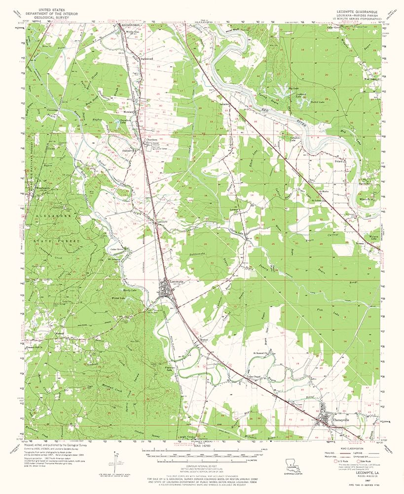 Lecompte Louisiana Quad - USGS 1957 art print by USGS for $57.95 CAD