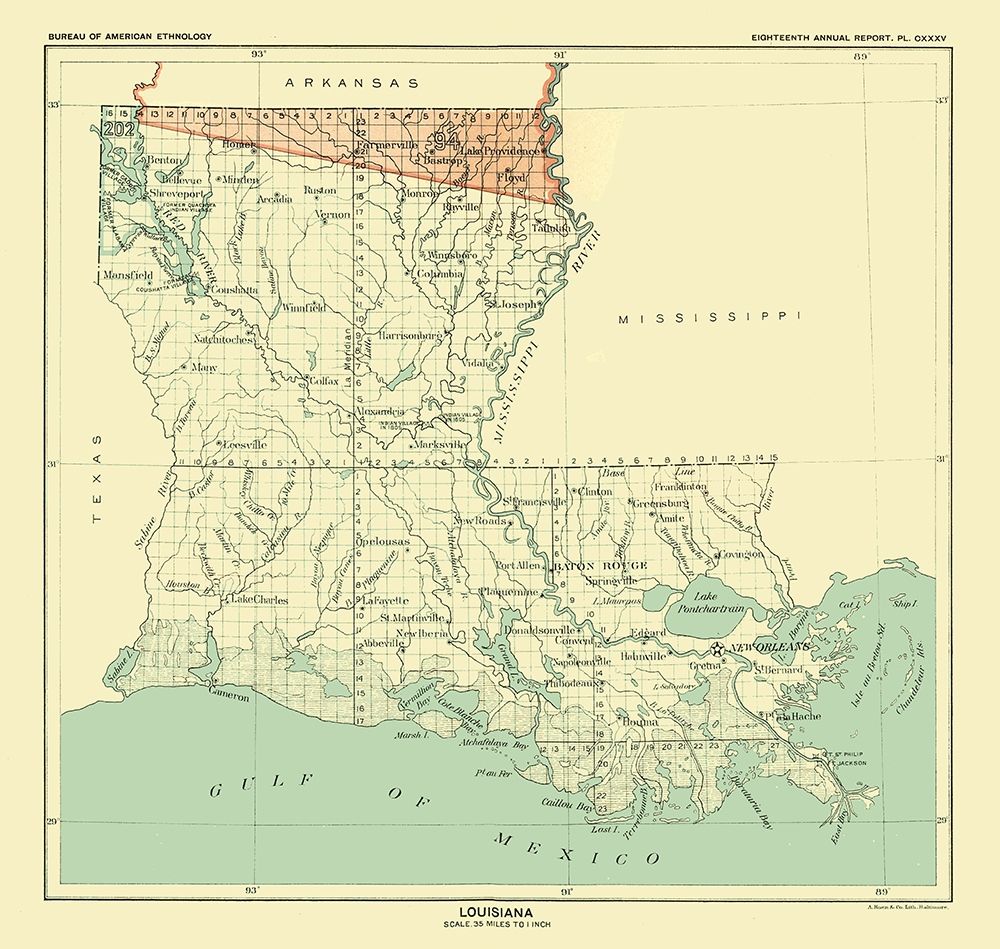 Louisiana - Hoen 1896 art print by Hoen for $57.95 CAD