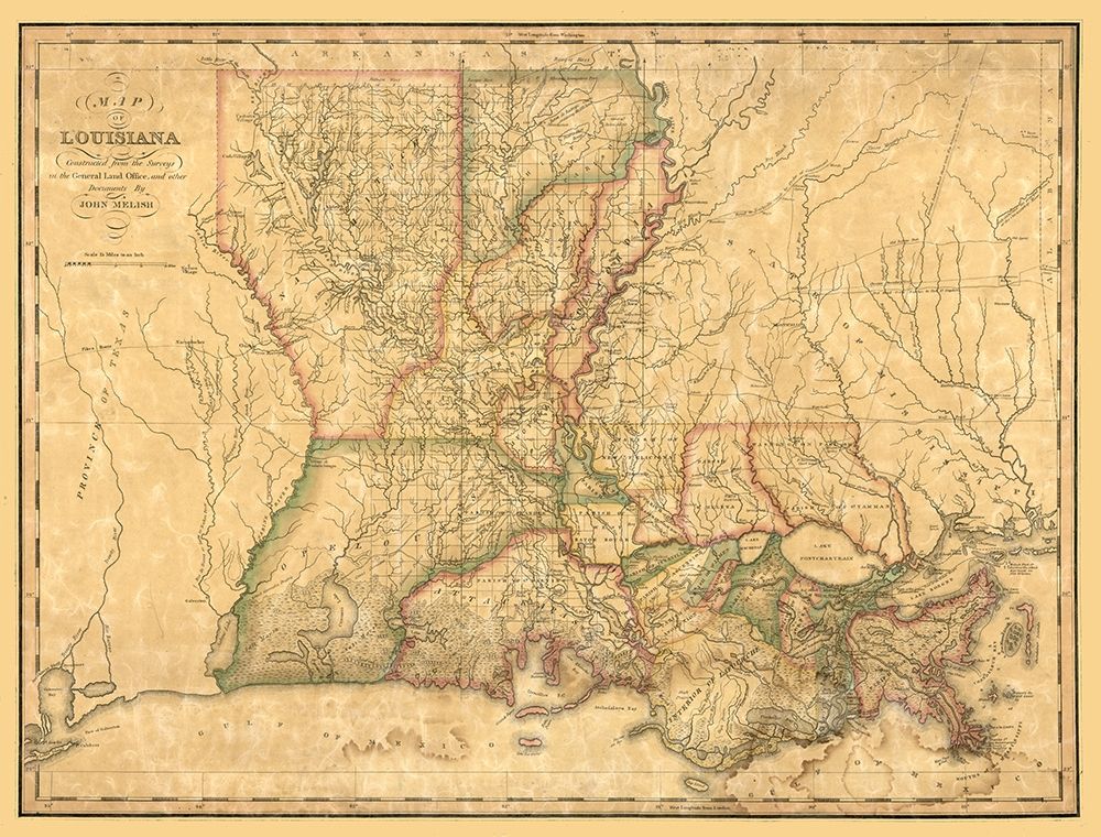 Louisiana - Melish 1820 art print by Melish for $57.95 CAD