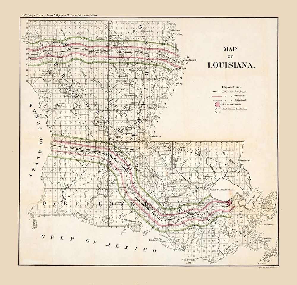 Louisiana - Bowen 1865 art print by Bowen for $57.95 CAD