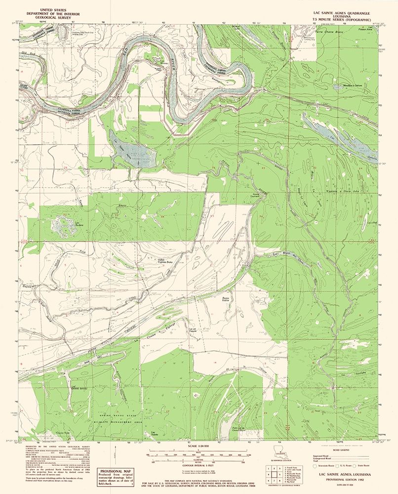 Lac Sainte Agnes Louisiana Quad - USGS 1982 art print by USGS for $57.95 CAD