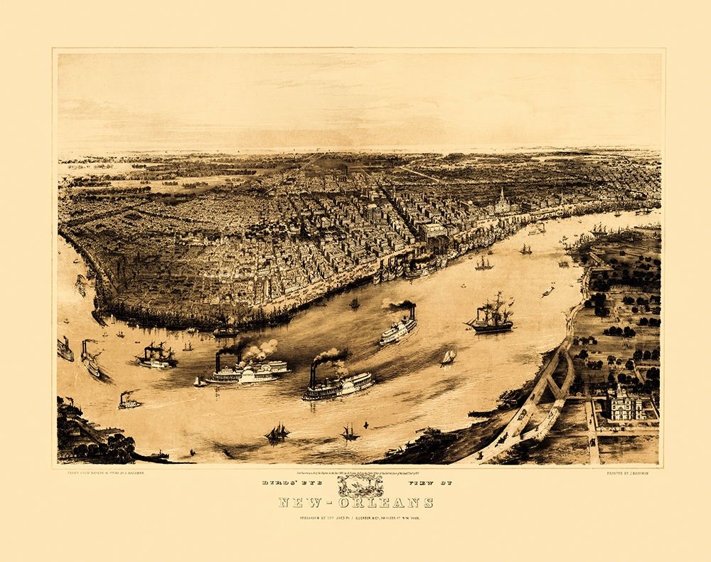 New Orleans Louisiana - Guerber 1851 art print by Guerber for $57.95 CAD