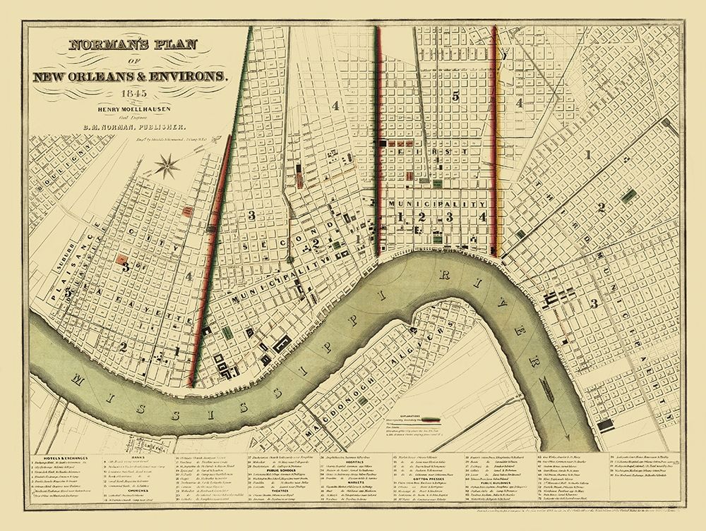 New Orleans Louisiana - Norman 1845 art print by Norman for $57.95 CAD