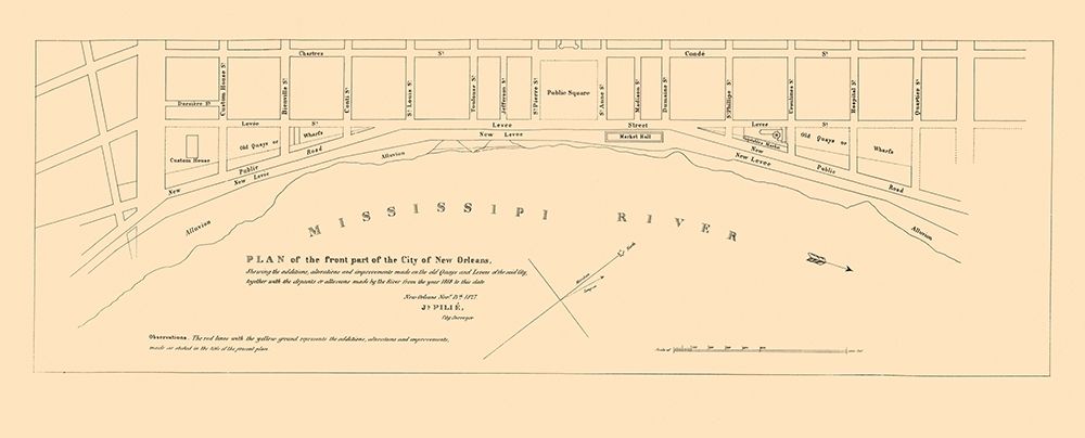 New Orleans Louisiana Front Part - Pille 1827 art print by Pille for $57.95 CAD
