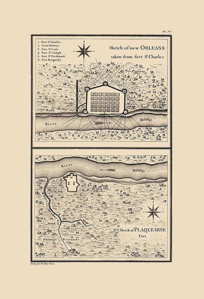 New Orleans Louisiana - Collot 1796 art print by Collot for $57.95 CAD