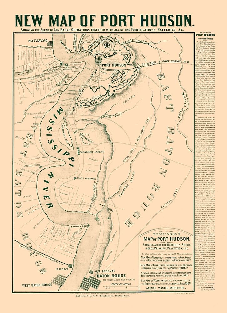 Port Hudson Louisiana - Tomlinson 1863 art print by Tomlinson for $57.95 CAD