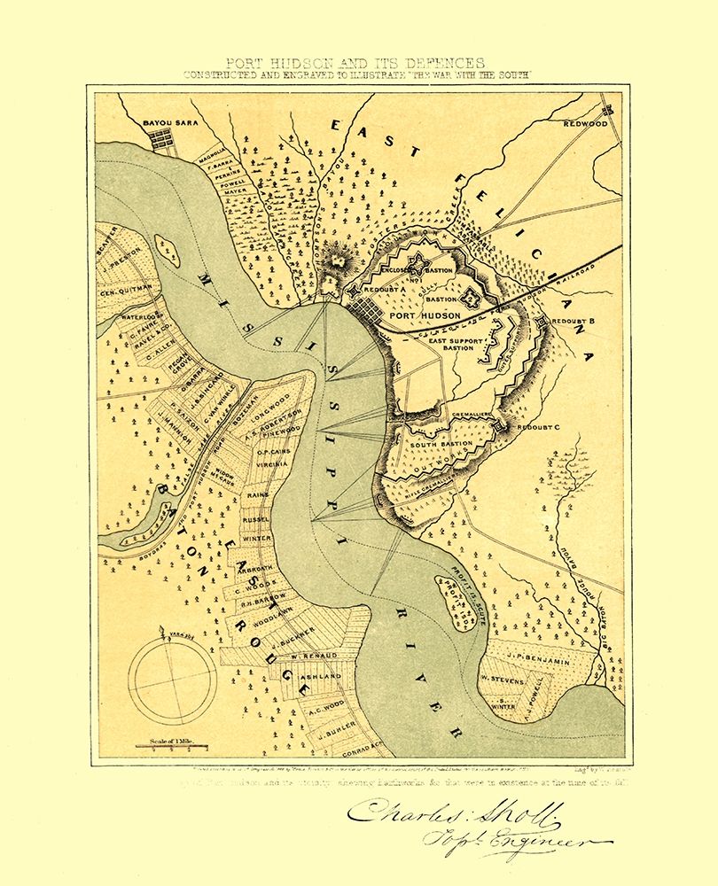 Port Hudson Louisiana - Sholl 1863 art print by Sholl for $57.95 CAD