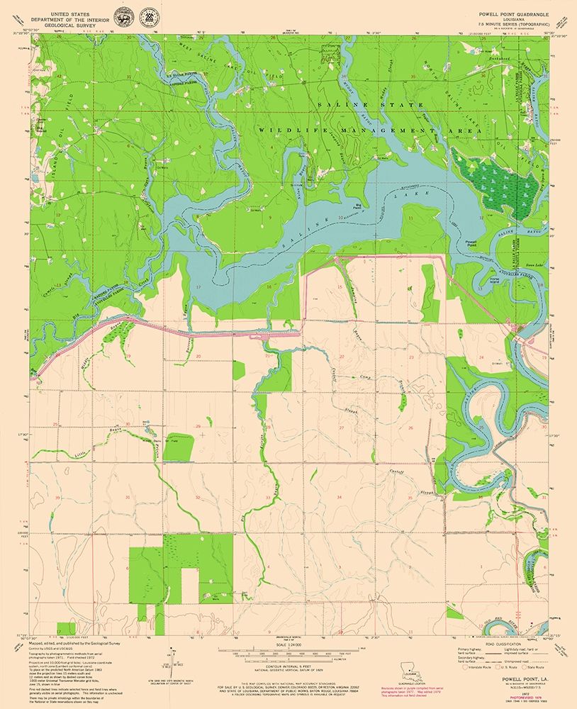 Powell Point Louisiana Quad - USGS 1972 art print by USGS for $57.95 CAD