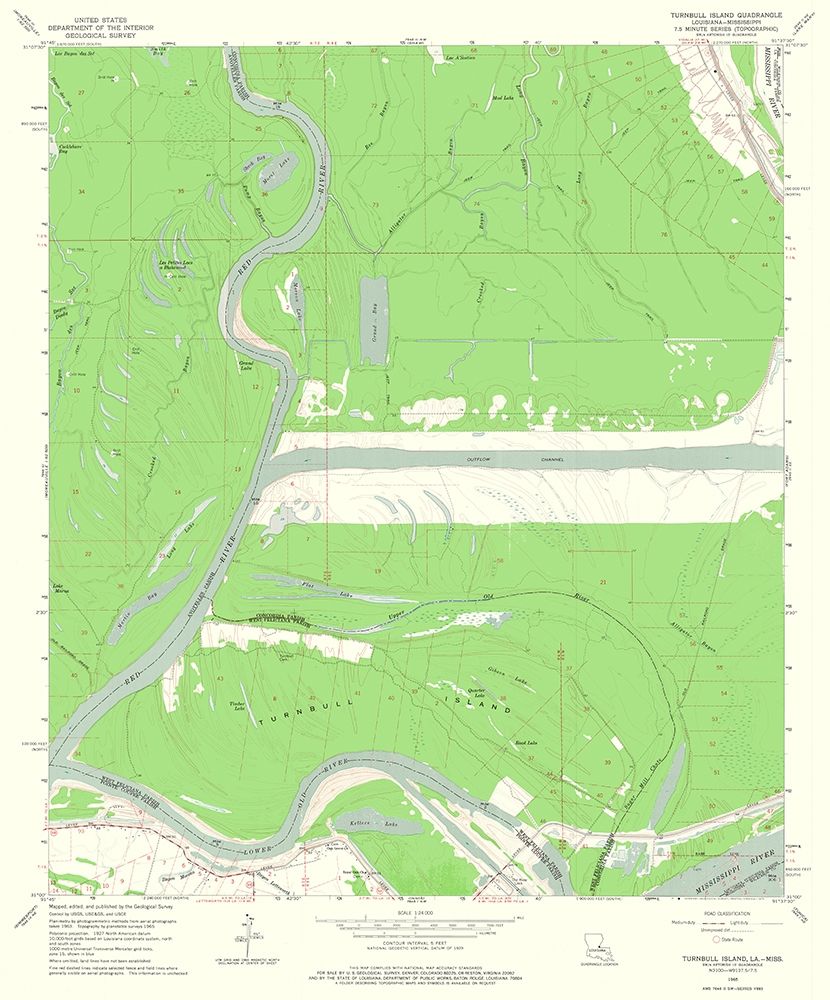 Turnball Island Louisiana Quad - USGS 1965 art print by USGS for $57.95 CAD