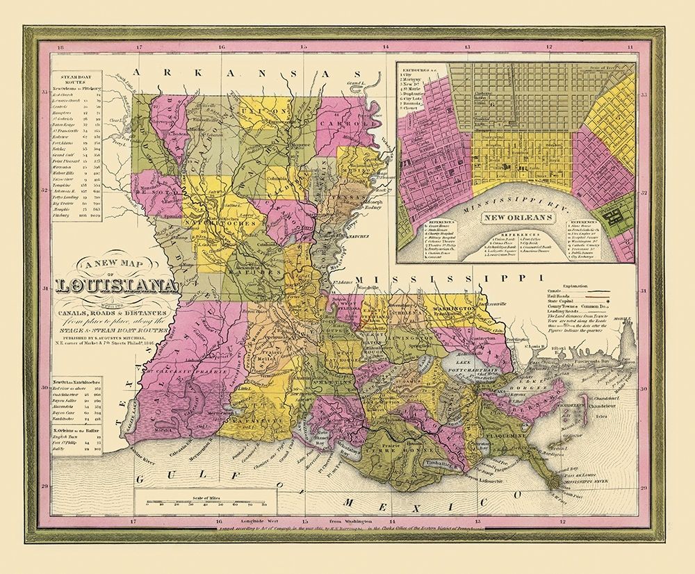 Louisiana - Mitchell 1846 art print by Mitchell for $57.95 CAD
