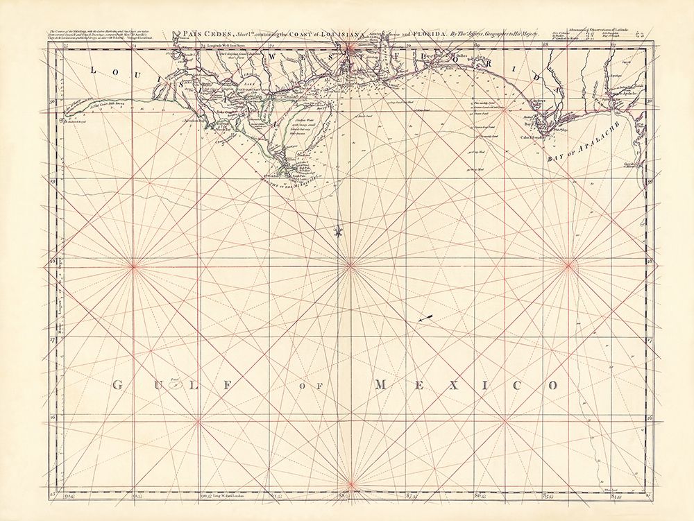 Louisiana and West Florida Coast - Jefferys 1768 art print by Jefferys for $57.95 CAD