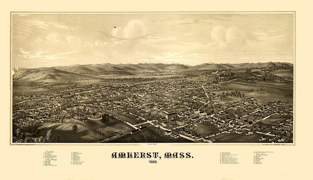 Amherst Massachusetts - Burleigh 1886 art print by Burleigh for $57.95 CAD