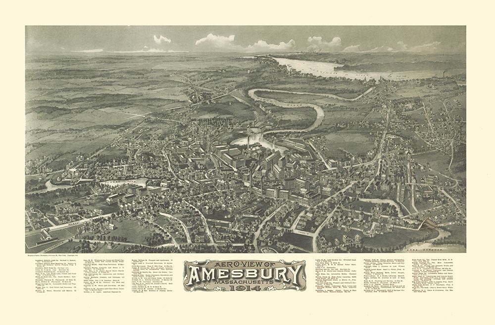 Amesbury Massachusetts - Bailey 1914 art print by Bailey for $57.95 CAD