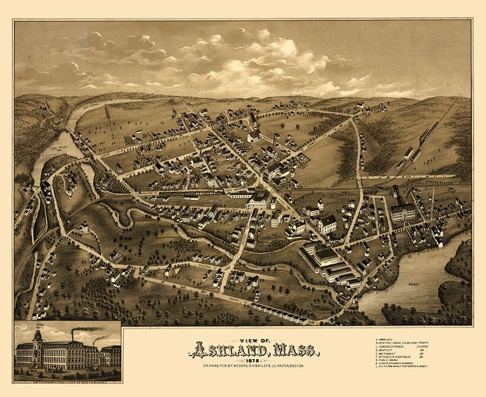 Ashland Massachusetts - Bailey 1878 art print by Bailey for $57.95 CAD