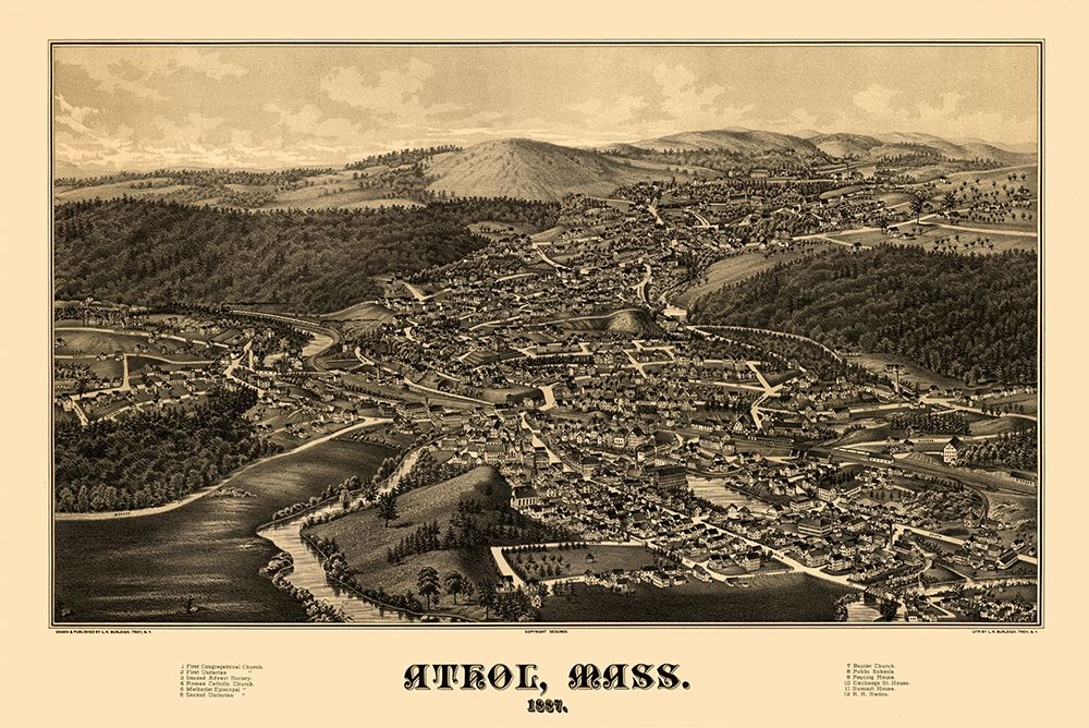 Athol Massachusetts - Burleigh 1887 art print by Burleigh for $57.95 CAD