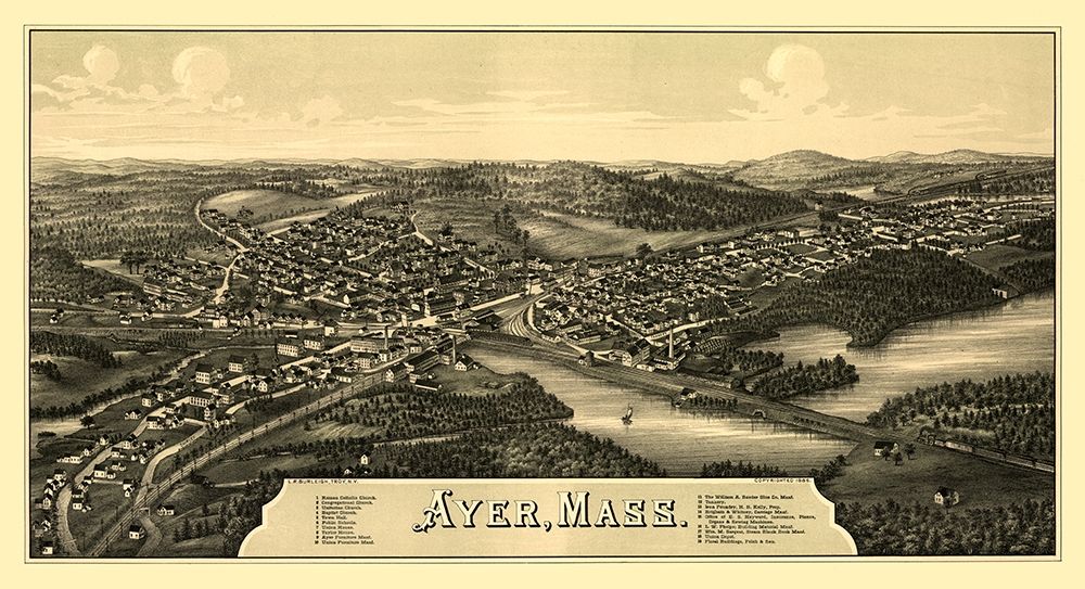 Ayer Massachusetts - Burleigh 1886 art print by Burleigh for $57.95 CAD
