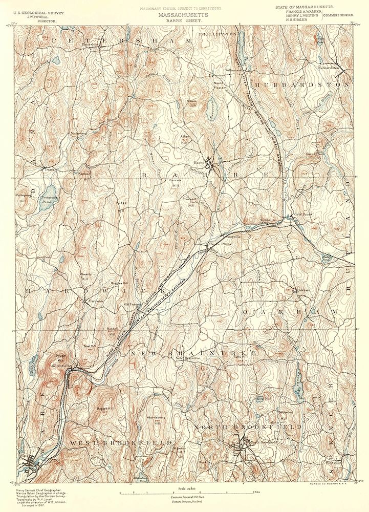Barre Massachusetts Sheet - USGS 1890 art print by USGS for $57.95 CAD