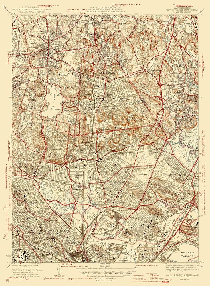 Boston South Massachusetts Quad - USGS 1946 art print by USGS for $57.95 CAD