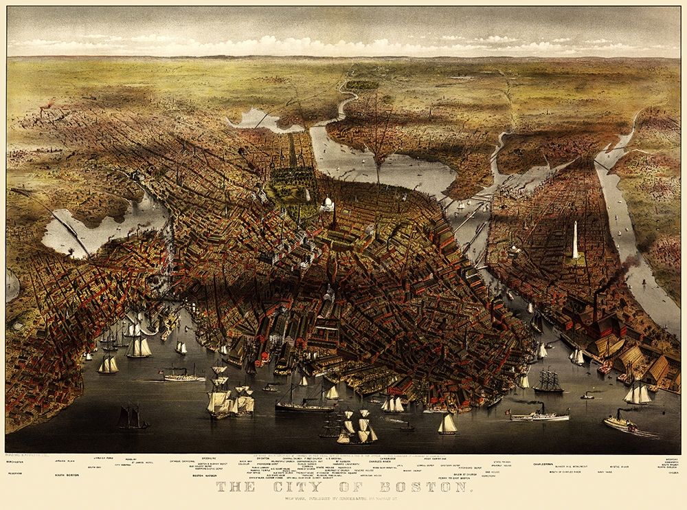 Boston Massachusetts - Currier 1873 art print by Currier for $57.95 CAD