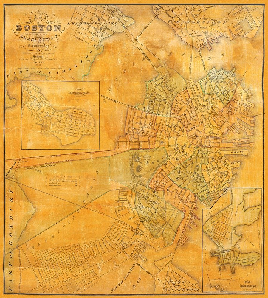 Boston, Charlestown, Cambridge Massachusetts art print by Smith for $57.95 CAD