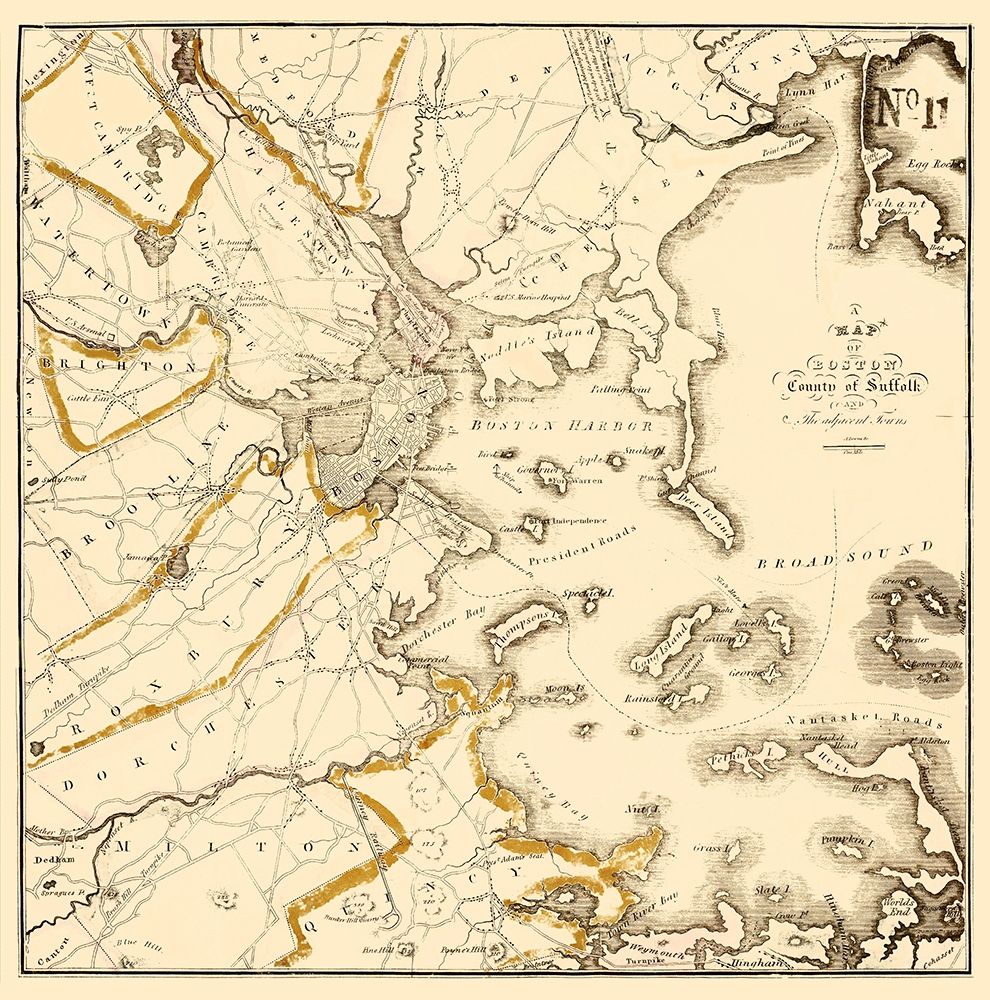 Boston  Suffolk Massachusetts - Bowen 1830 art print by Bowen for $57.95 CAD