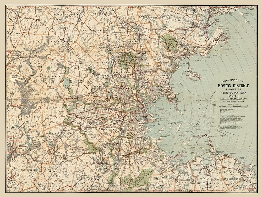 Boston Massachusetts - Walker 1905 art print by Walker for $57.95 CAD