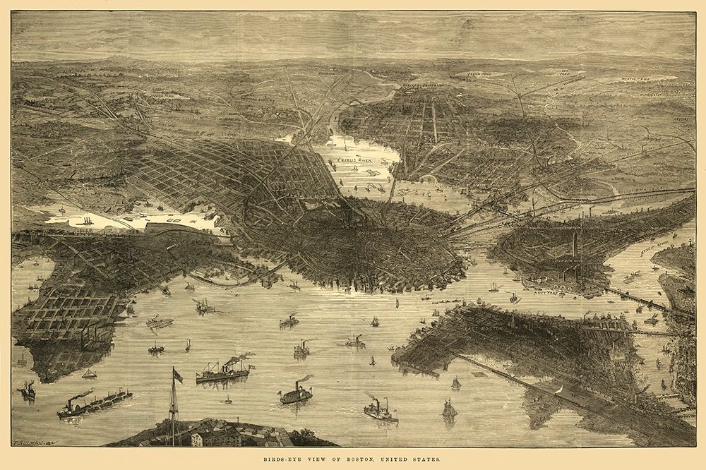 Boston Massachusetts - Sulman 1870 art print by Sulman for $57.95 CAD
