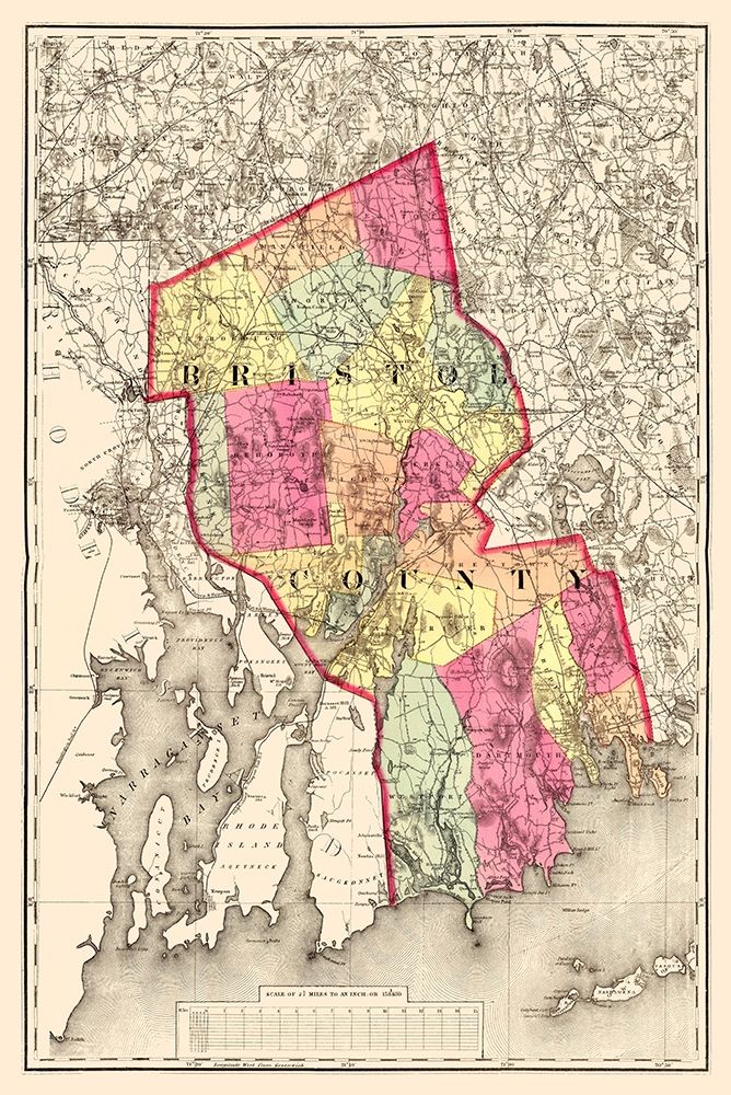 Bristo Massachusetts - Walling 1871 art print by Walling for $57.95 CAD