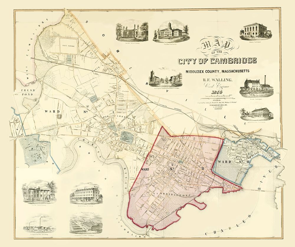 Cambridge Massachusetts - Friend 1854 art print by Friend for $57.95 CAD
