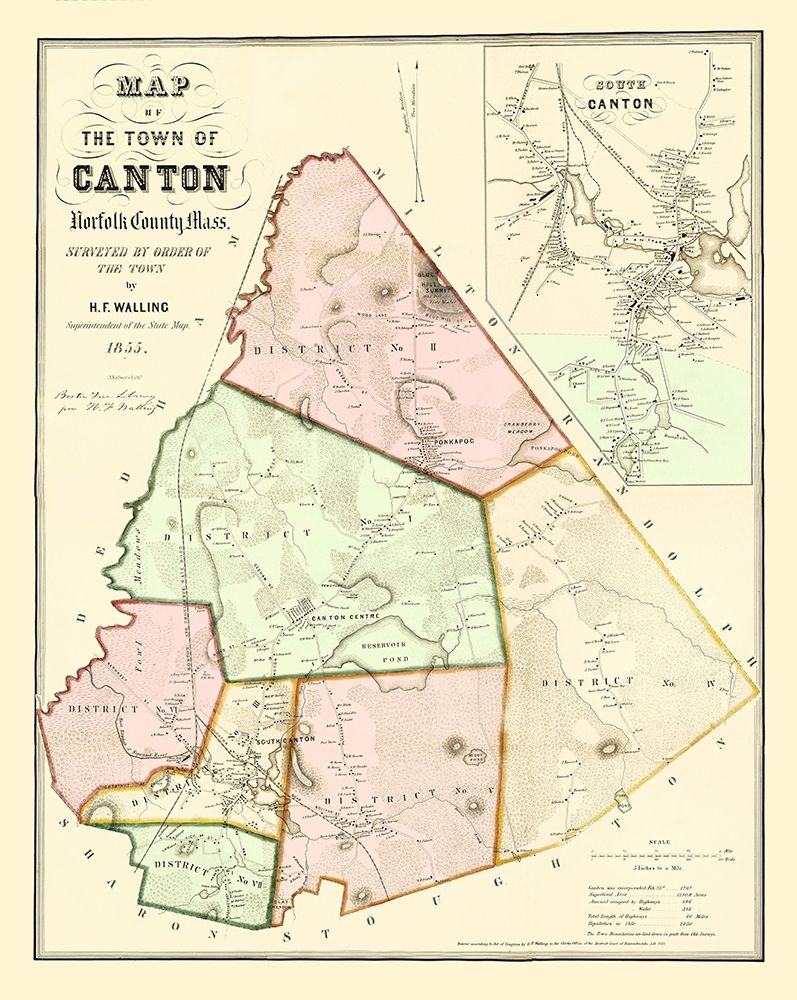Canton Massachusetts - Kollners 1855 art print by Kollners for $57.95 CAD
