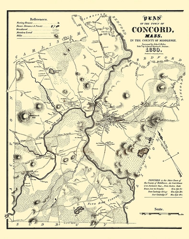 Concord Massachusetts - Pendleton 1830 art print by Pendleton for $57.95 CAD