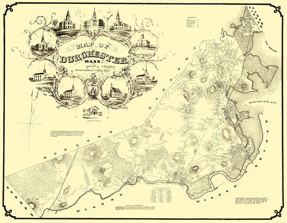 Dorchester Massachusetts - Whiting 1850 art print by Whiting for $57.95 CAD