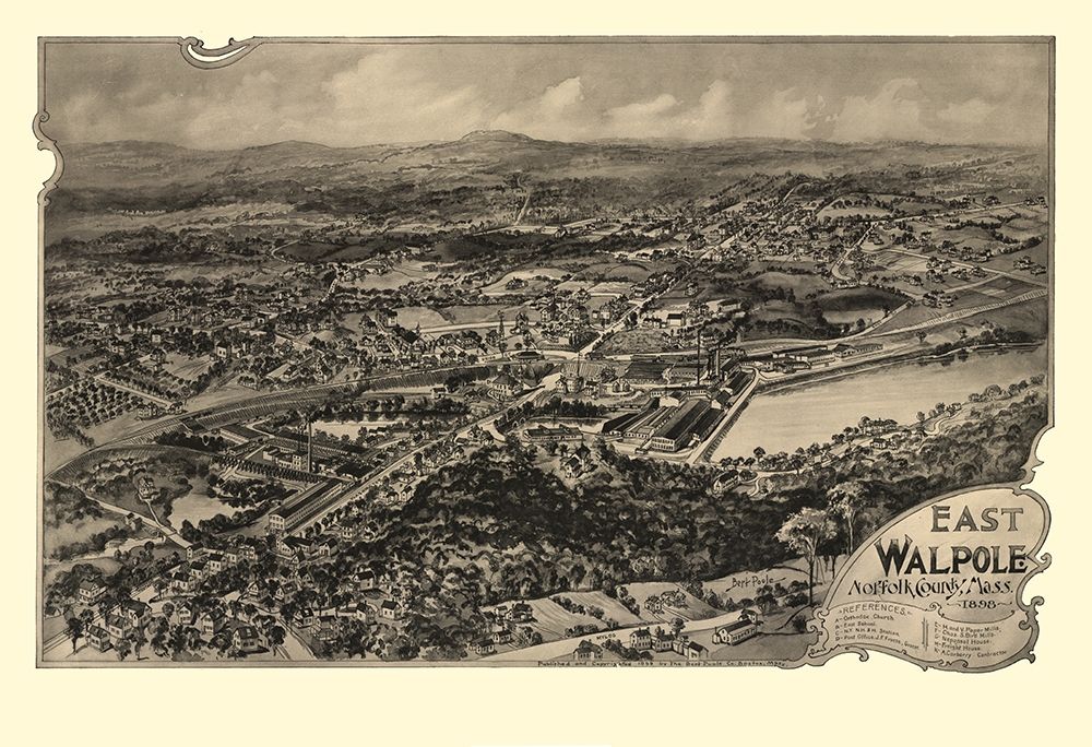 East Walpole Massachusetts - Poole 1898 art print by Poole for $57.95 CAD