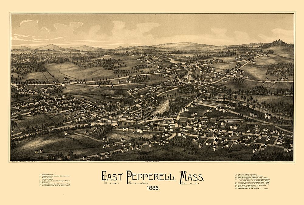 East Pepperell Massachusetts - Burleigh 1886 art print by Burleigh for $57.95 CAD