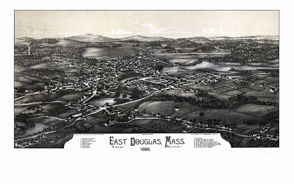East Douglas Massachusetts - Burleigh 1886 art print by Burleigh for $57.95 CAD