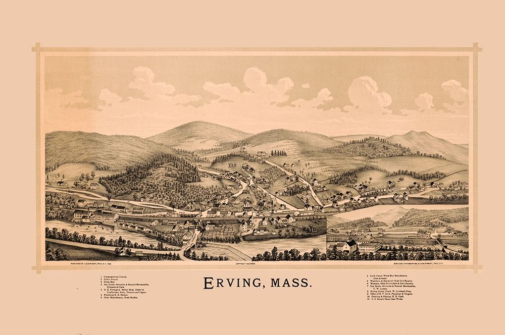 Erving Massachusetts - Burleigh 1891 art print by Burleigh for $57.95 CAD