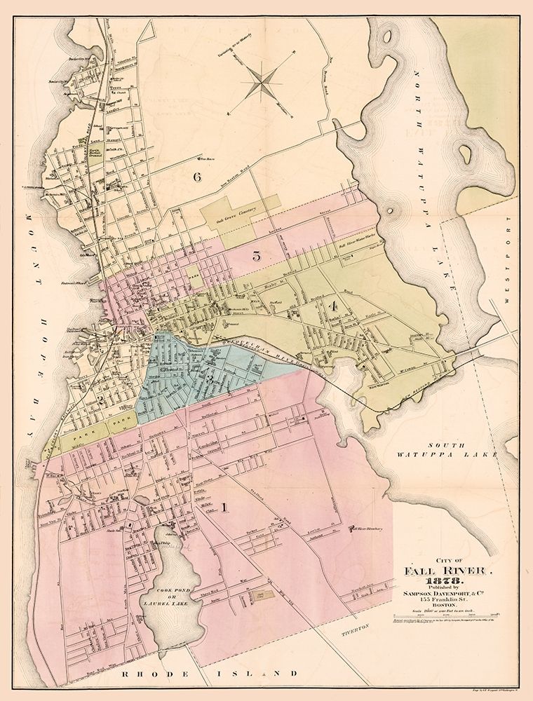 Fall River Massachusetts - Davenport 1878 art print by Davenport for $57.95 CAD