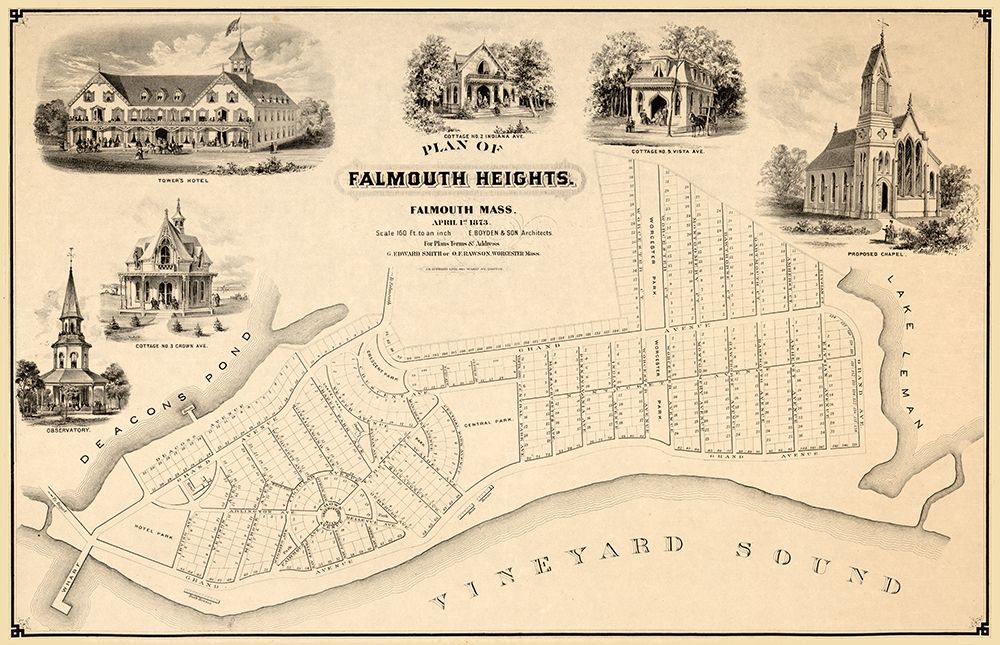 Falmouth Massachusetts - Boyden 1873 art print by Boyden for $57.95 CAD