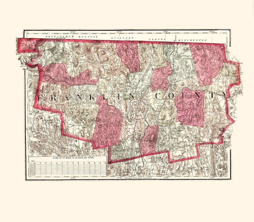Franklin Massachusetts - Walling 1871 art print by Walling for $57.95 CAD