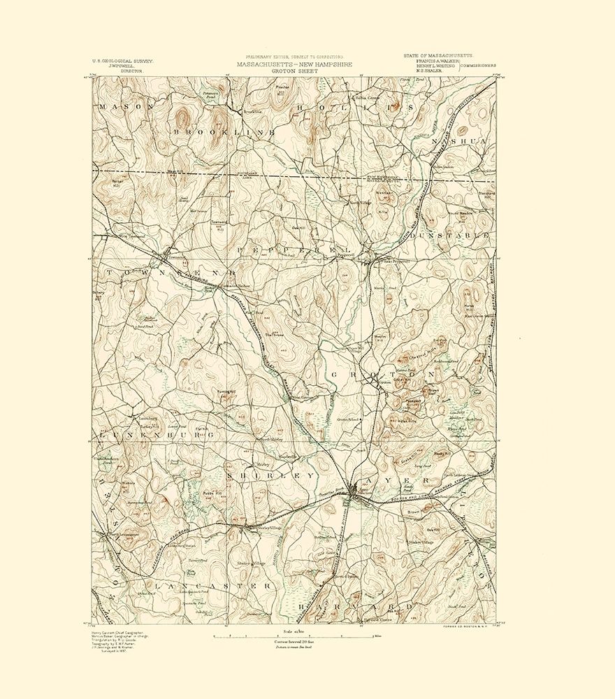 Groton Massachusetts Sheet - USGS 1890 art print by USGS for $57.95 CAD