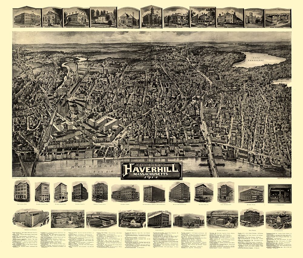 Haverhill Massachusetts - Bailey 1914 art print by Bailey for $57.95 CAD