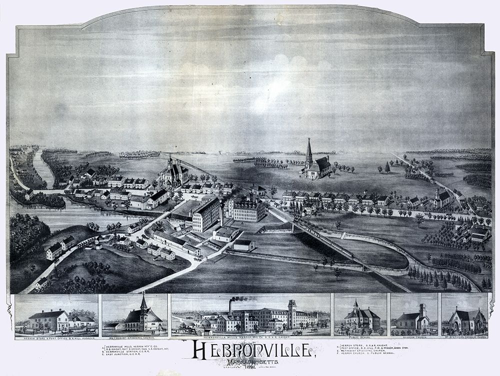 Hebronville Massachusetts - Bailey 1891 art print by Bailey for $57.95 CAD