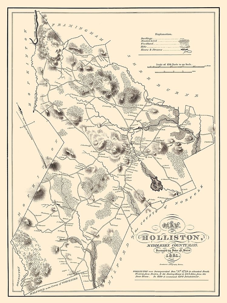 Holliston Massachusetts - Pendleton 1831 art print by Pendleton for $57.95 CAD