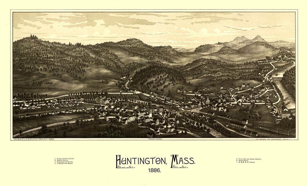 Huntington Massachusetts - Burleigh 1886 art print by Burleigh for $57.95 CAD