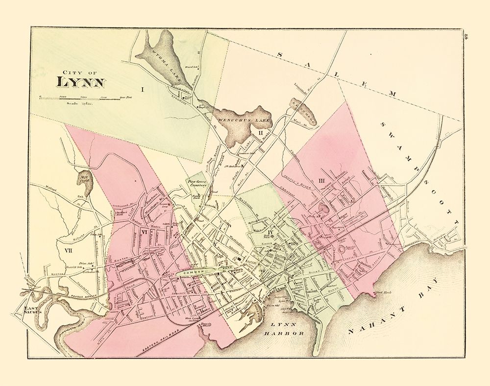 Lynn Massachusetts - Walling 1871 art print by Walling for $57.95 CAD